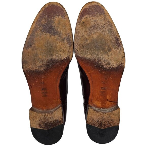 Vintage Bally Italy Dress Shoes Mens size 10.5 Burgundy Calfskin Leather Oxfords - Picture 5 of 11
